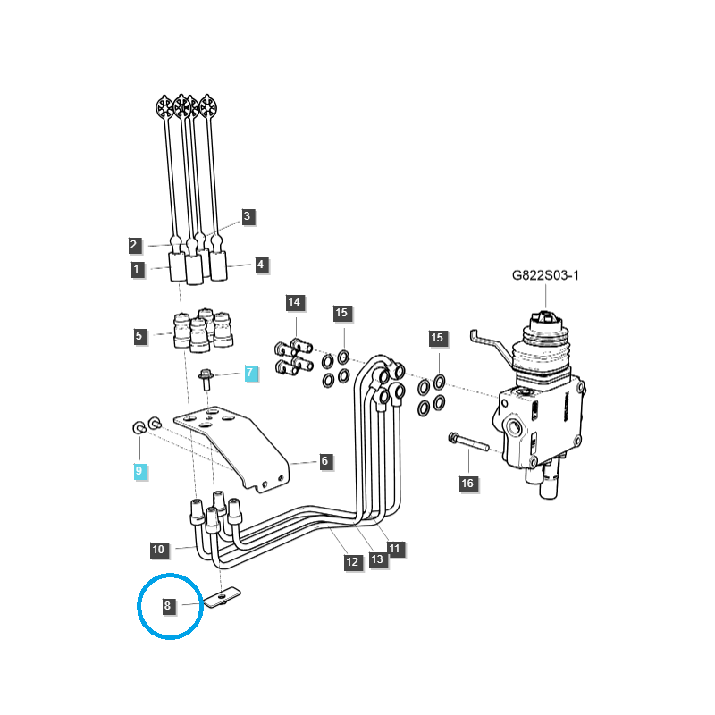 ostatné trojbodový závesný systém - Podpora kábla nakladača / TRG822 / LS Traktor 40340383
