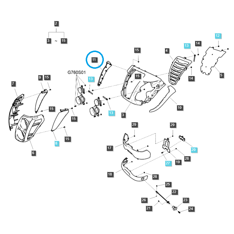 karosserieteile - Attrappe / rechtes Haubenfragment / TRG830 / LS-Traktor / Nr. 40267286