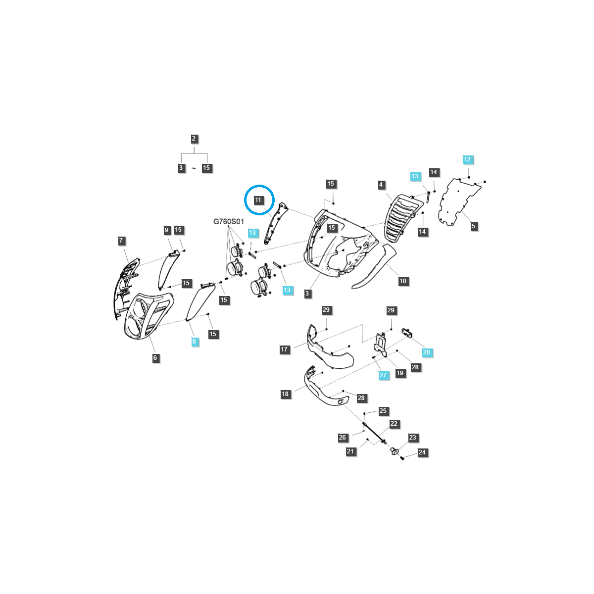 Attrappe / rechtes Haubenfragment / TRG830 / LS-Traktor / Nr. 40267286