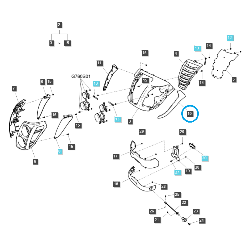 car body parts - Dummy / left canopy fragment / TRG830 / LS Tractor / no. 40267284