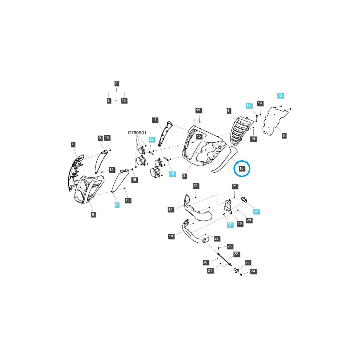 časti karosérie auta - Dummy / fragment ľavého krytu / TRG830 / LS Tractor / č