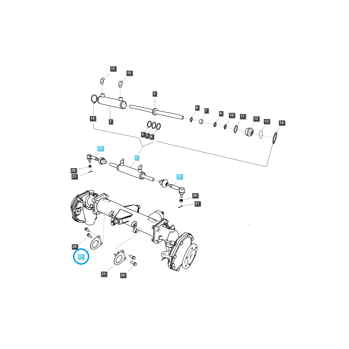 Pravá predná náprava / Traktor TRG400 / Ls 40195037