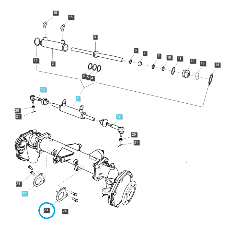 drive system - Left Front Axle Bracket / TRG400 / Ls Tractor 40195036