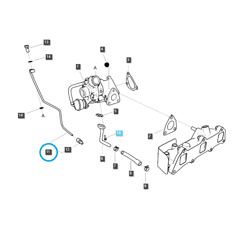 andere motor - Turbolader-Schmierleitung / EGQ185 / LS Traktor / Nr. 40265780
