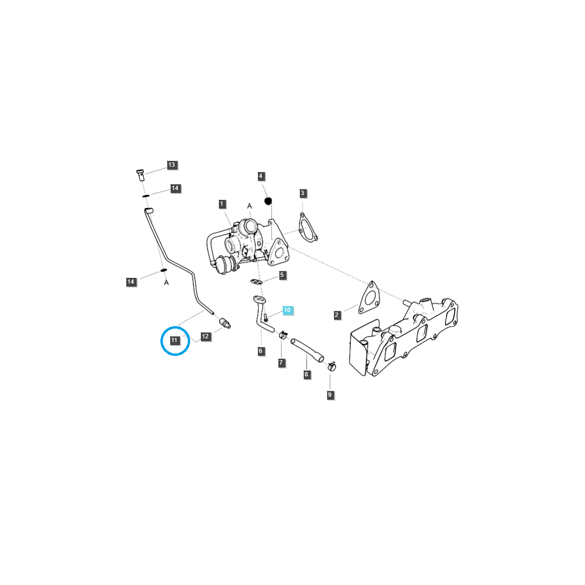 Turbocharger lubrication line / EGQ185 / LS Tractor / no. 40265780
