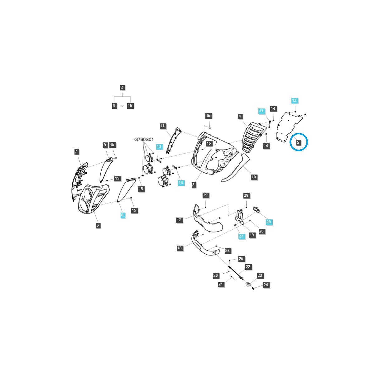 Grille de calandre / TRG830 / Tracteur LS / N° 40267281