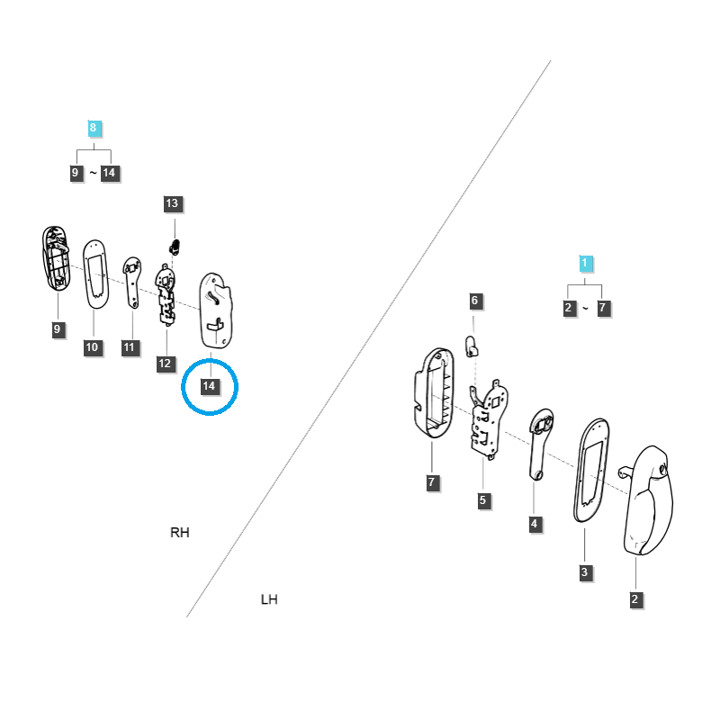 části karoserie - Pravá skříň zámku dveří kabiny / TRG862 / Traktor LS / č. 40336304