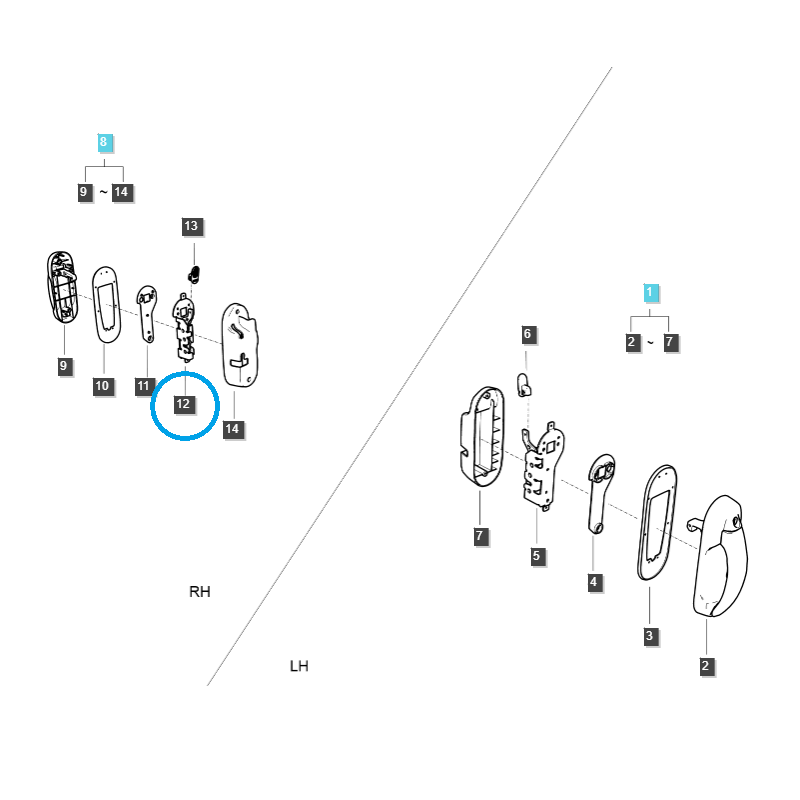 atrapy - Cerradura de puerta de cabina derecha / TRG862 / Tractor LS / N.º 40371018