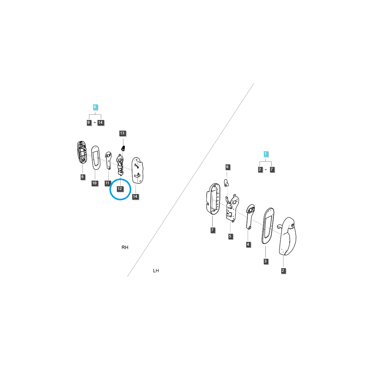 Schloss für rechte Fahrerhaustür / TRG862 / LS-Traktor / Nr. 40371018