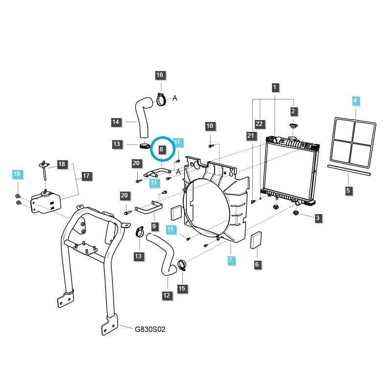 zbývající - Držák / držák chladiče / pravý / TRG170 / LS Traktor / č. 40348207