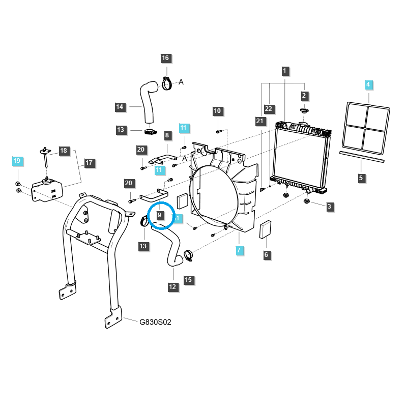 atrapy - Bracket / radiator holder / left / TRG170 / LS Tractor / no. 40337261