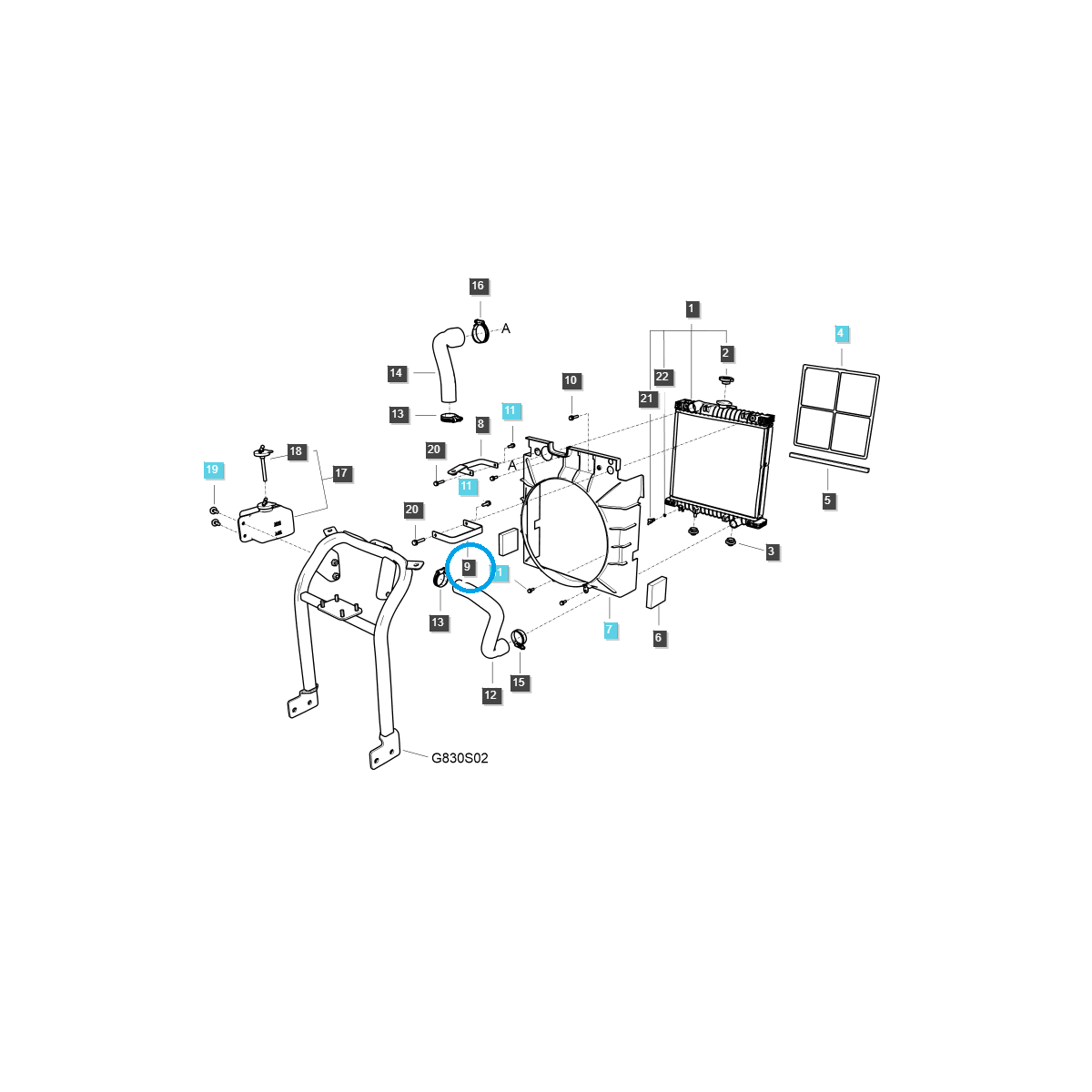Halterung / Kühlerhalter / links / TRG170 / LS Traktor / Nr. 40337261