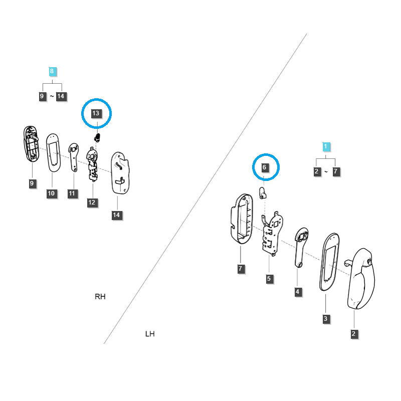 partes de carrocería - Manija de puerta de cabina / abrazadera / TRG862 / Tractor LS / n.º 40442350