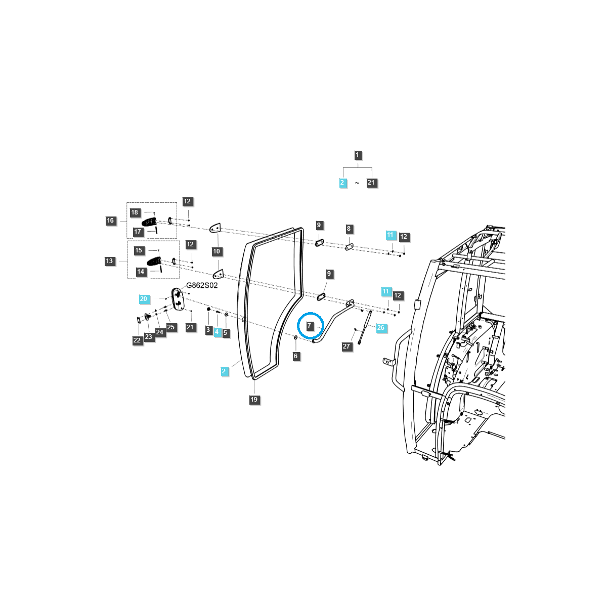 Innengriff der rechten Kabinentür / TRG862 / Ls-Traktor 40413738