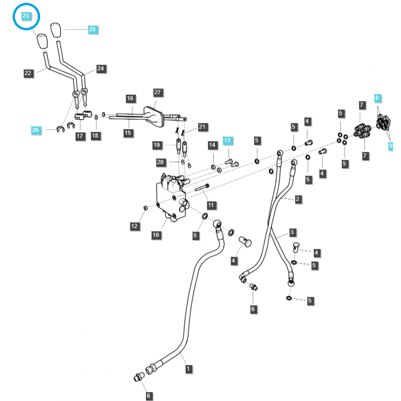 autres système hydraulique - Pommeau de levier de distribution hydraulique / TRG827 / Tracteur LS / n° 40279019