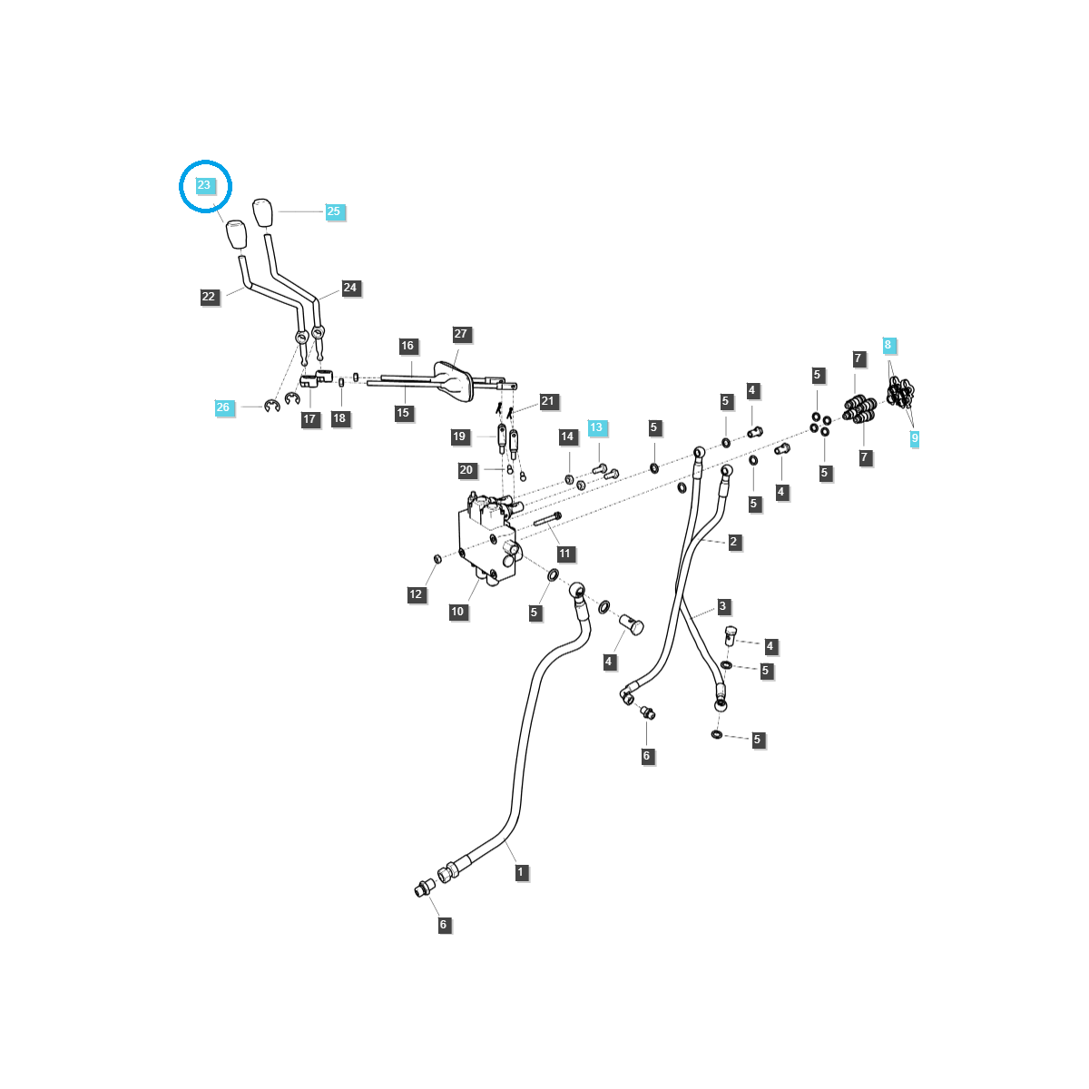 Hydraulikverteilerhebelknopf / TRG827 / LS Traktor / Nr. 40279019