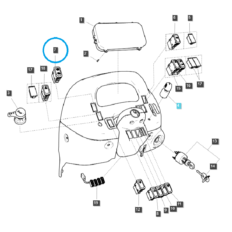 commutateurs - Interrupteur d'allumage du filtre DPF / TRG750 / Tracteur LS / no.