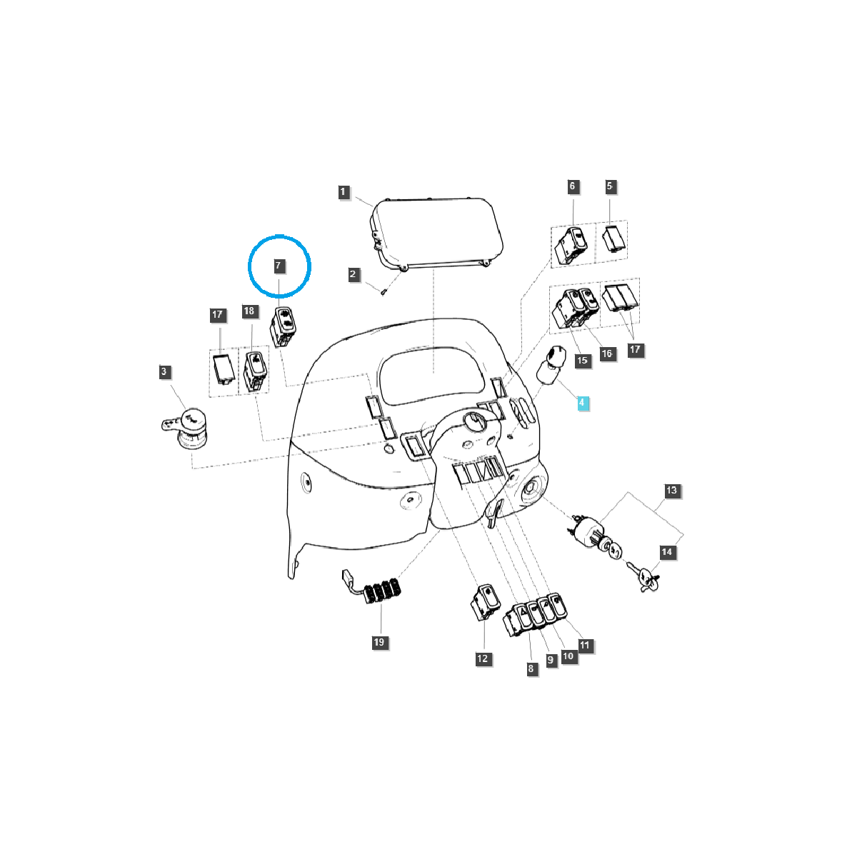 Interrupteur d'allumage du filtre DPF / TRG750 / Tracteur LS / no.