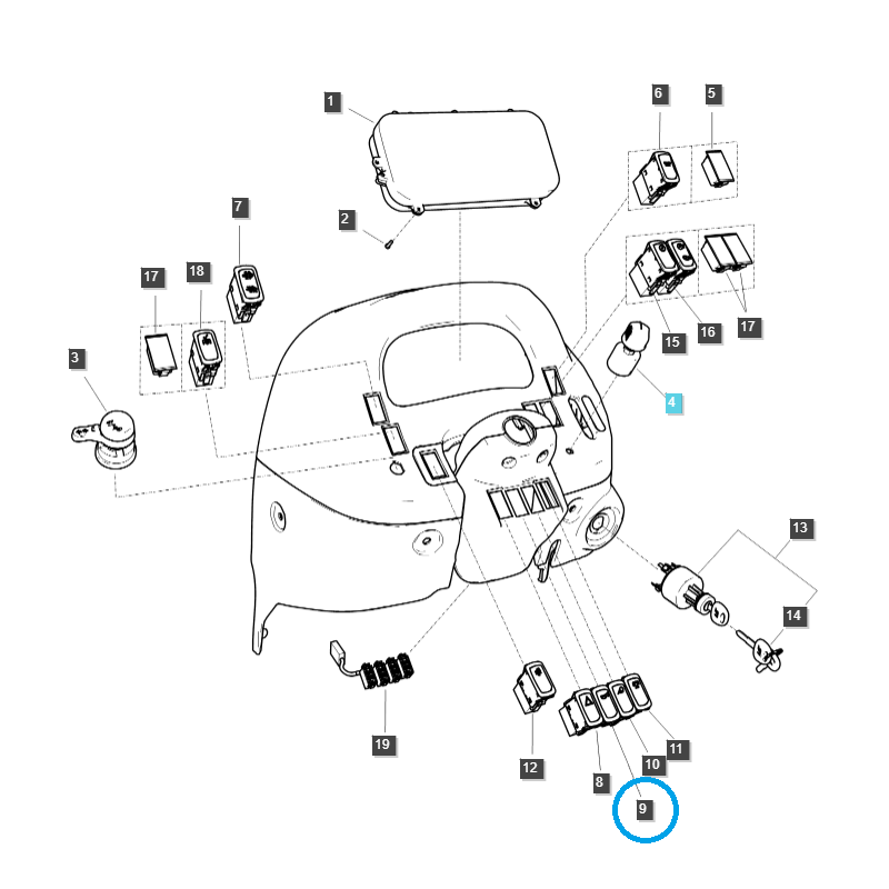 commutateurs - Bouton de klaxon / interrupteur de klaxon / TRG750 / LS Tractor / no.