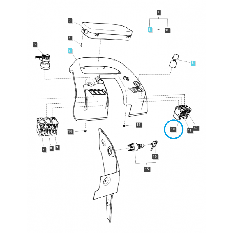 commutateurs - Bouton / interrupteur de mode PTO / TRG750 / Tracteur LS / no.