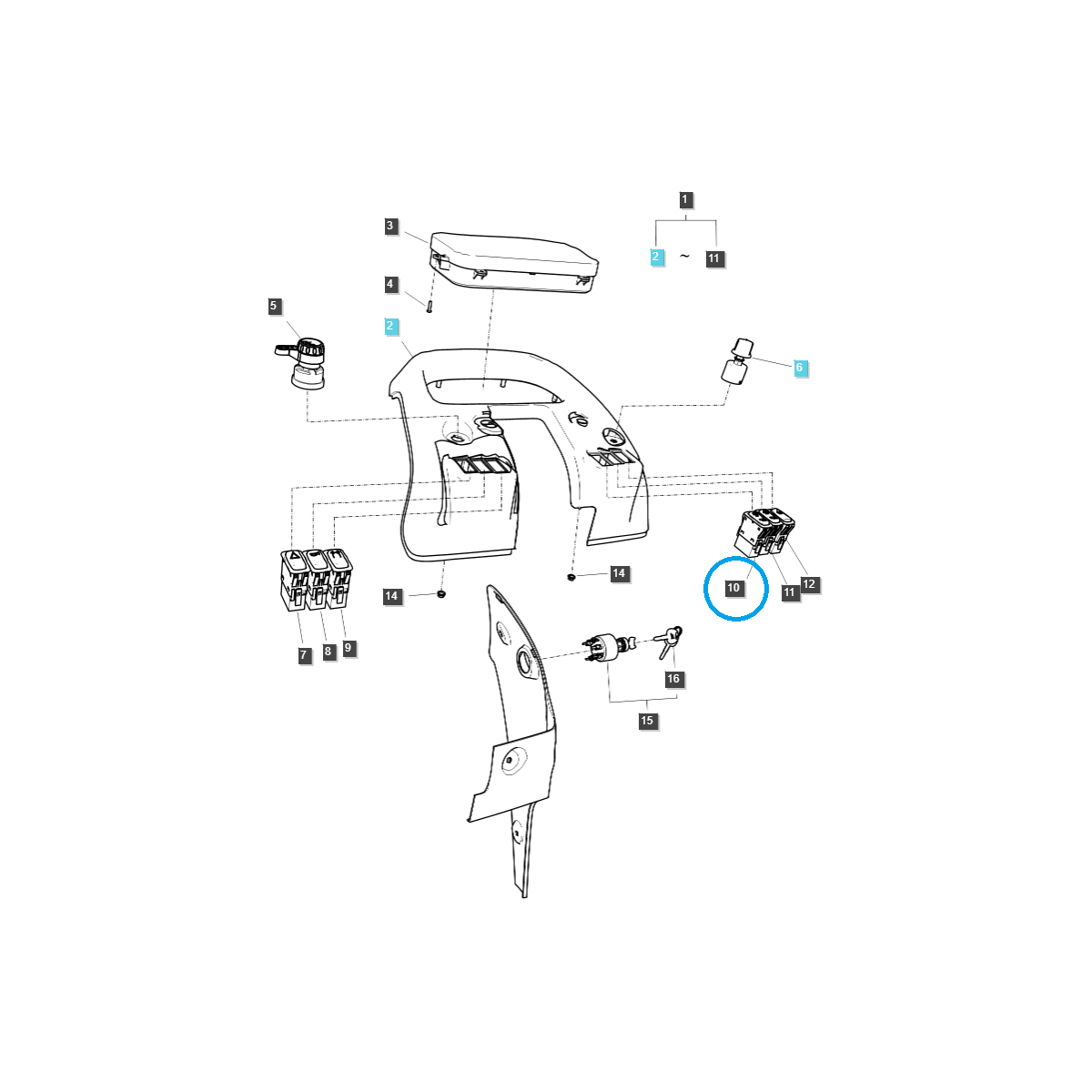 Botón/interruptor de modo PTO/TRG750/LS Tractor/no 40308089