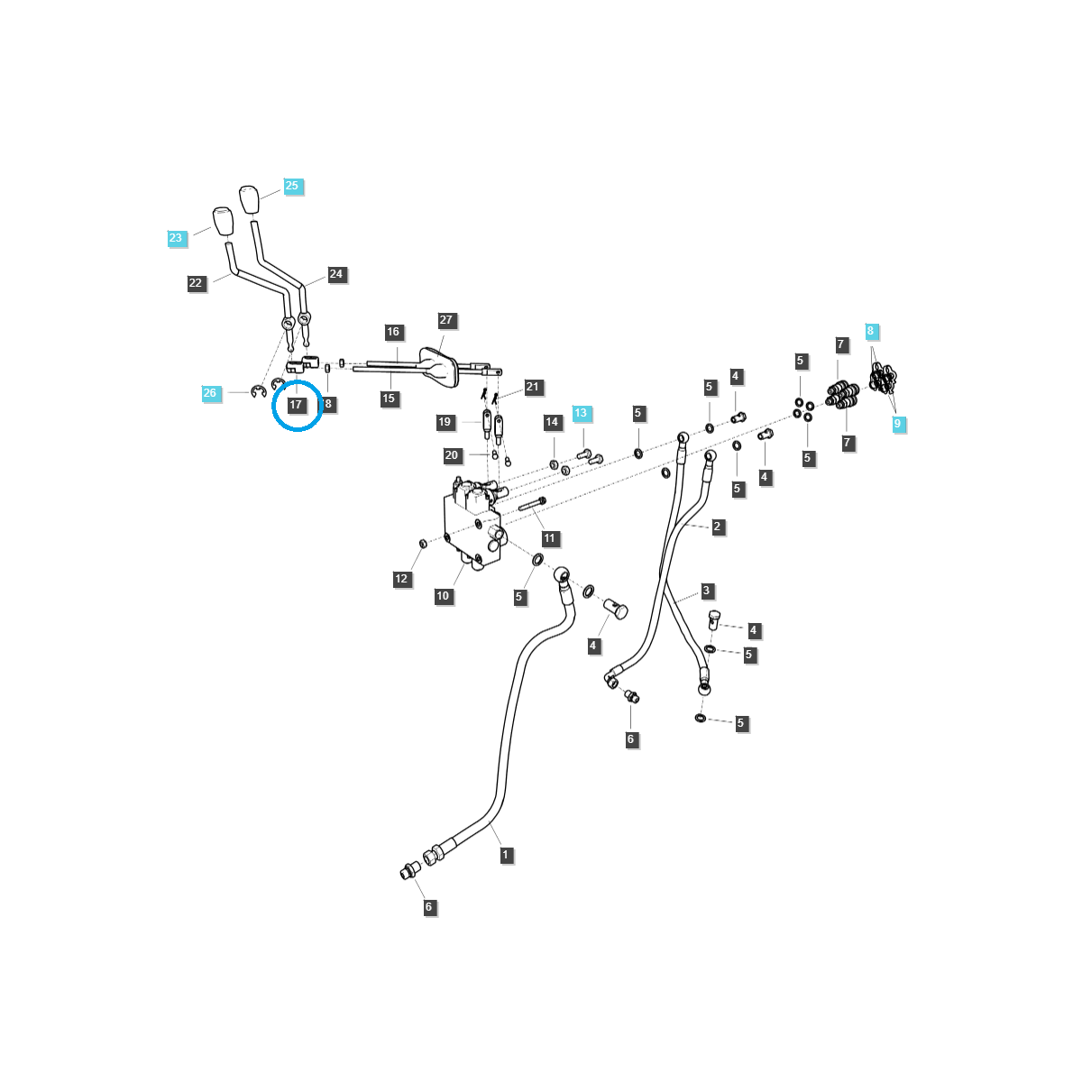 Junta de palanca del distribuidor hidráulico / TRG827 / Tractor LS / n.º 40210955