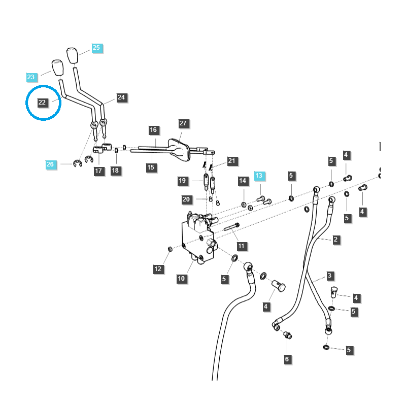 hydraulic distributors - Hydraulic Distributor Lever / TRG827 / LS Tractor / No. 40383460
