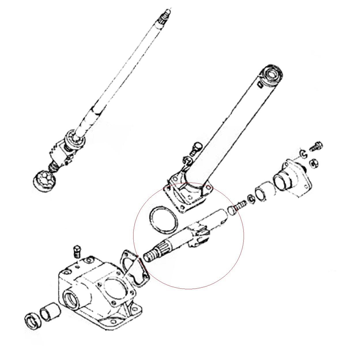 Steering gear shaft 162 mm / Yanmar  YM187/YM195/YM226/YM240/YM1601/YM1610/YM1700/YM1800/YM1802/YM1810 /  194310-15411