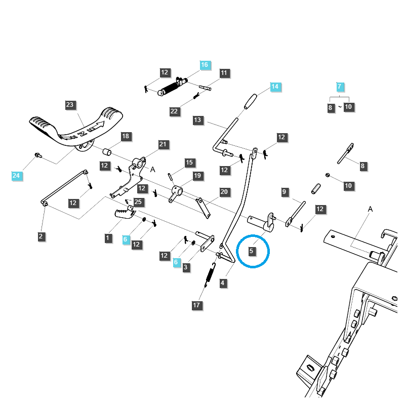 réservoir d essence - Tringlerie de pédale de point mort pour tracteur HST / TRG292 / LS 40195518