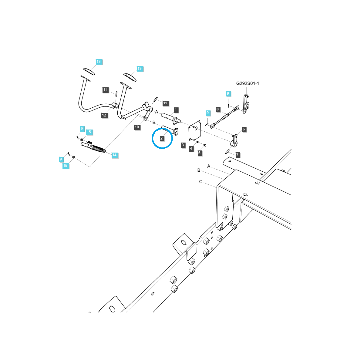 Pedalkabelwelle / TRG292 / Ls Traktor 40286773