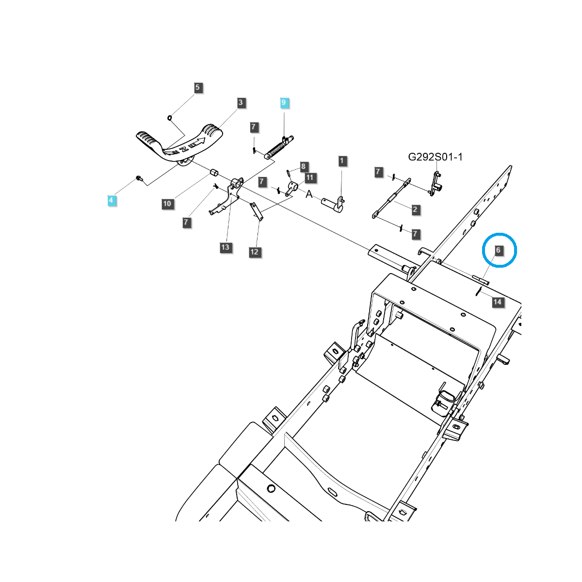 Sworzeń amortyzatora pedału HST / TRG292 / LS Tractor / nr 40195520