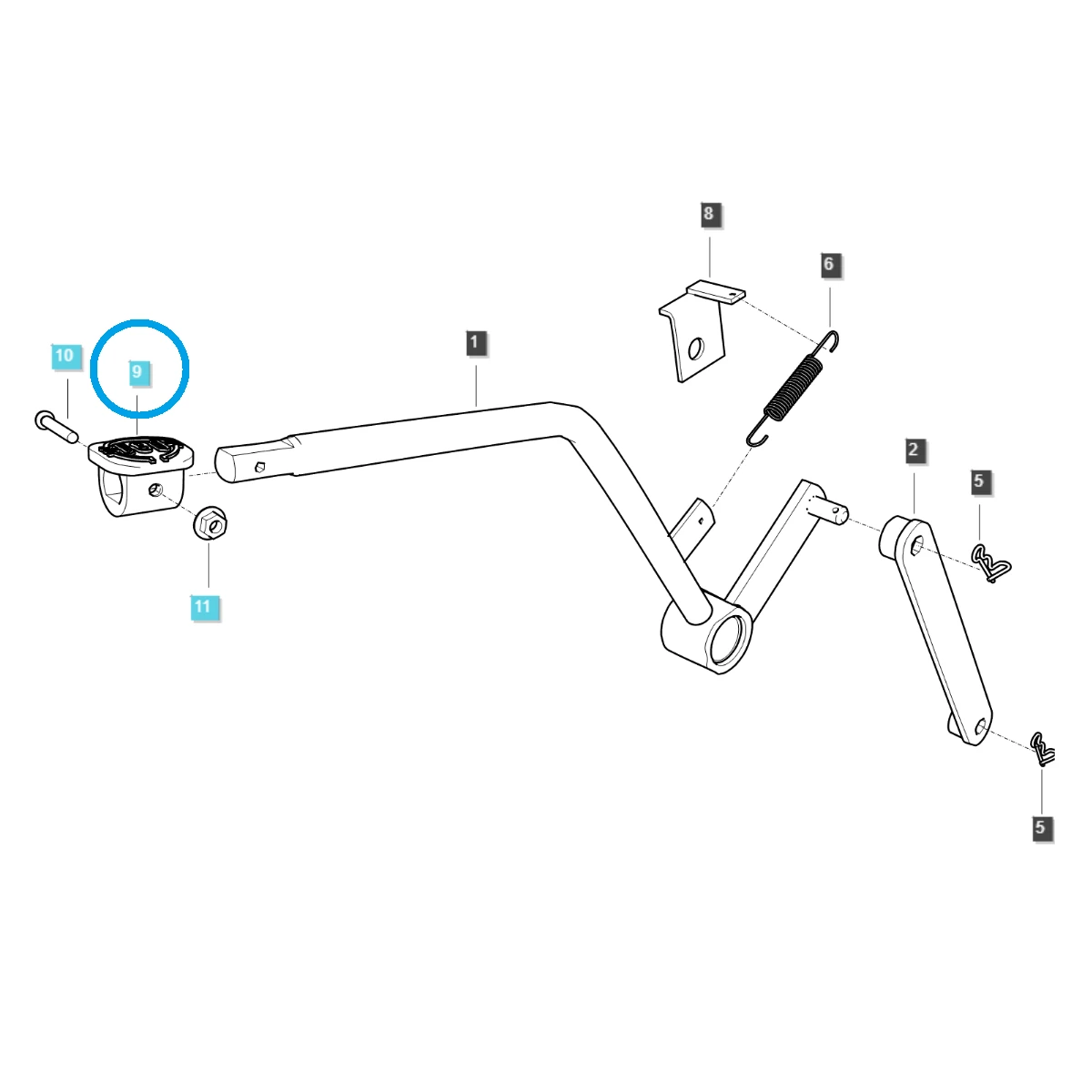 Pedal de bloqueo del diferencial / Tractor TRG970 / LS / N.º 40008381