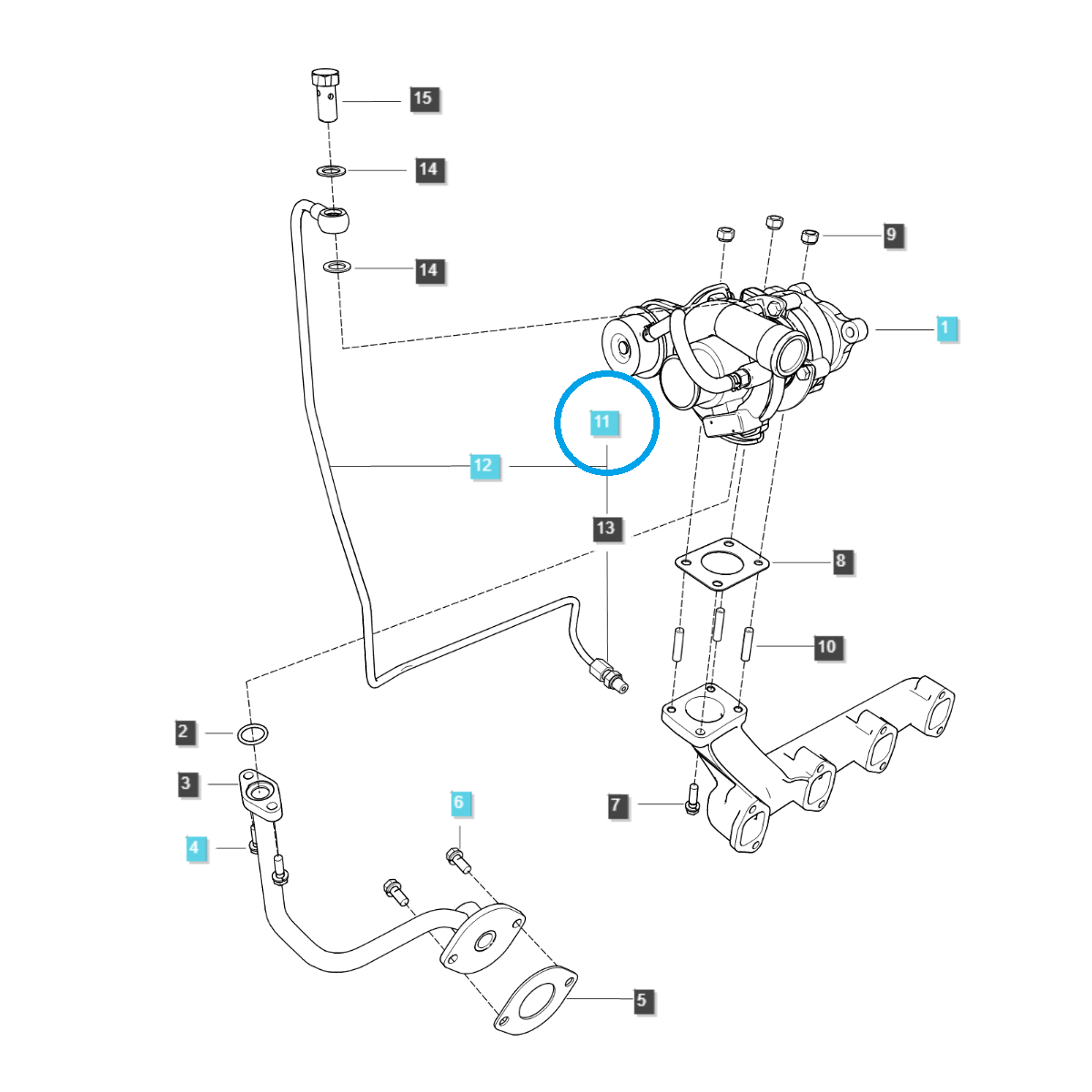 Conduite de lubrification turbocompresseur / TRG823 / Tracteur Ls 40011662