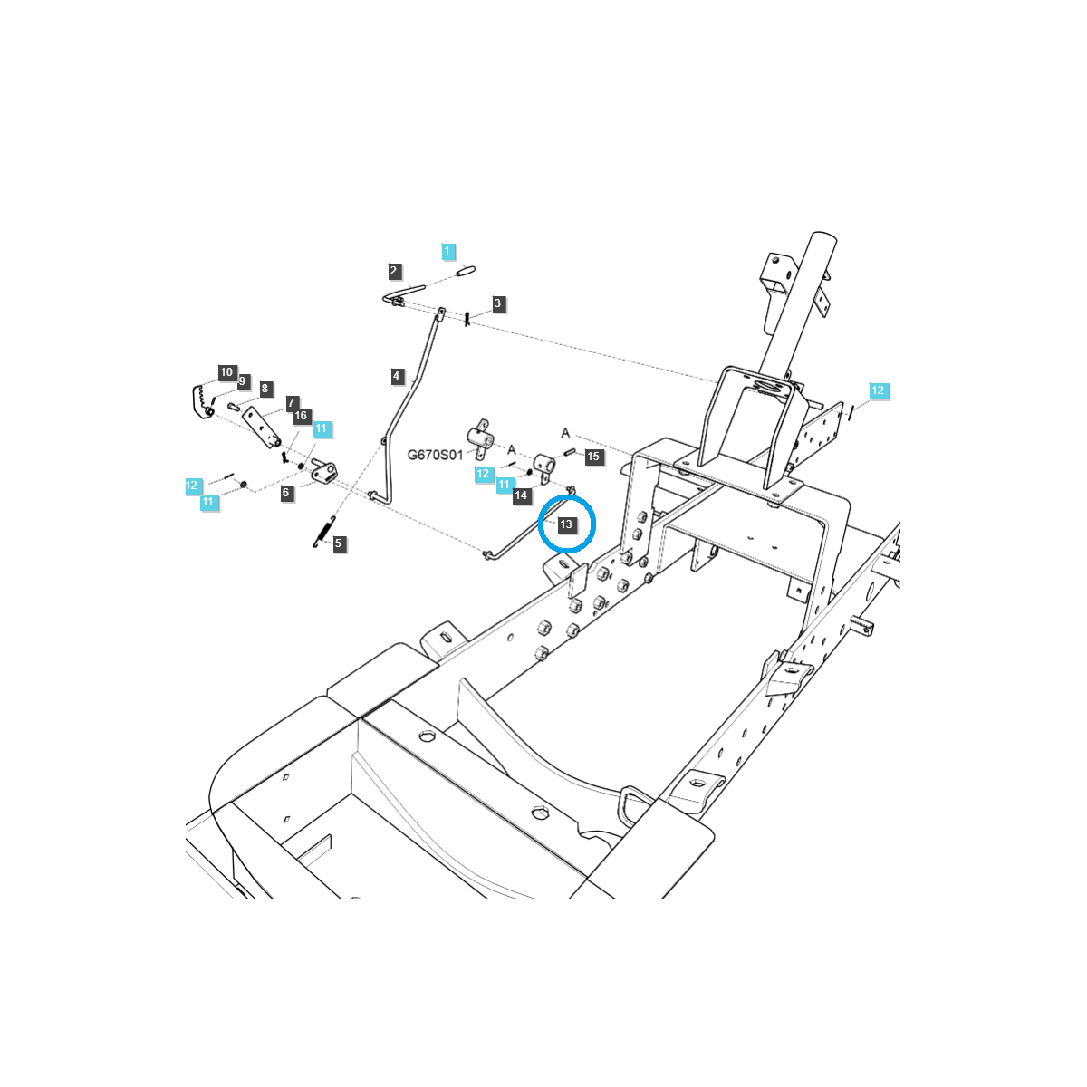 Câble de régulateur de vitesse / TRG292 / Tracteur LS / n° 40285275