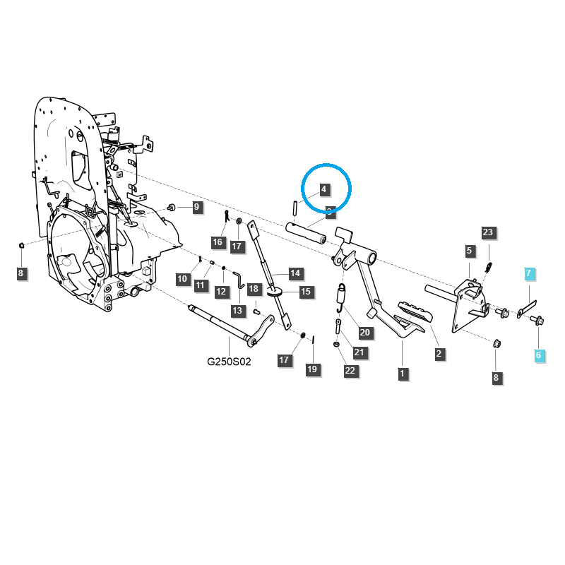 drive system - Wedge / spring pin / 4 x 20 mm / LS Tractor / no. 40029157