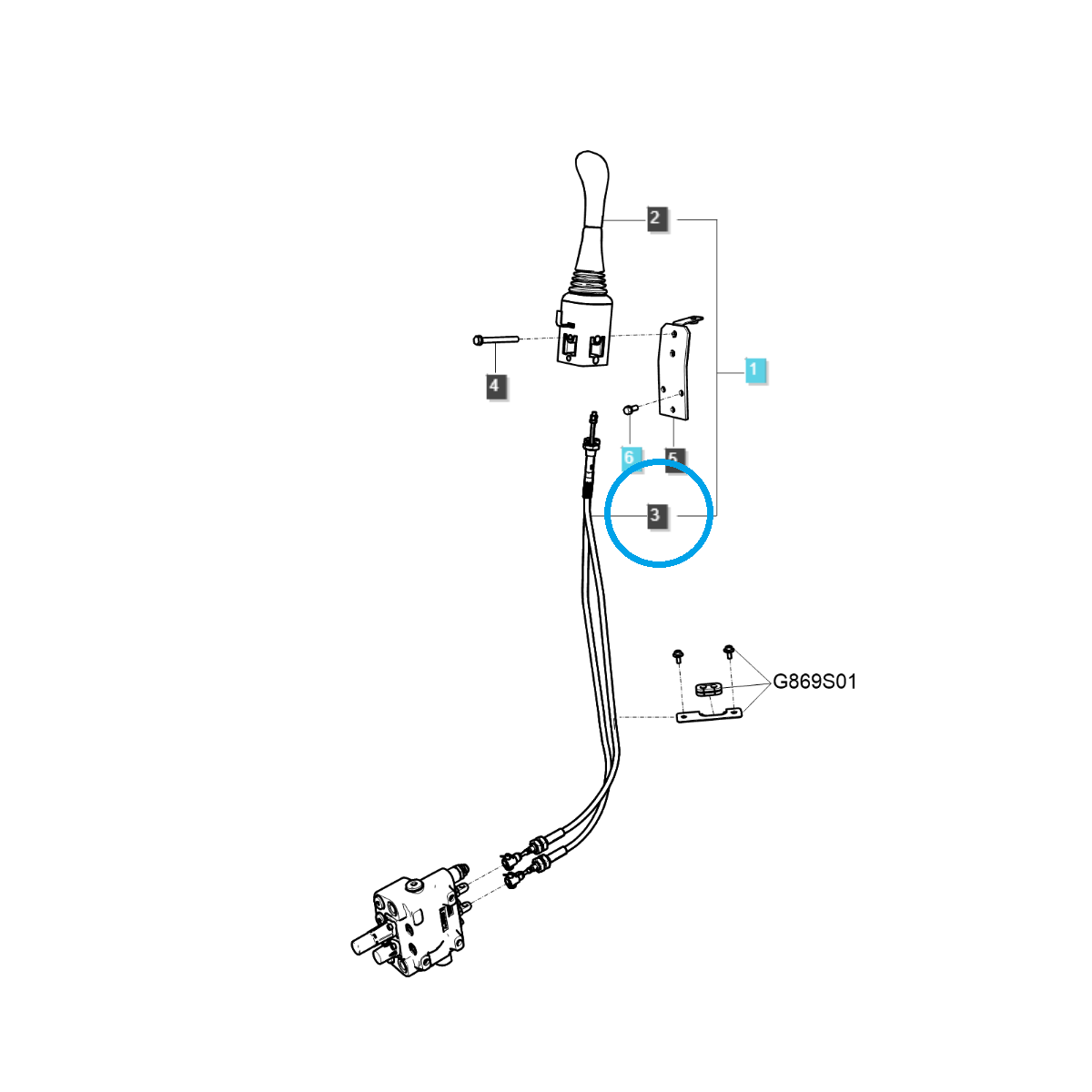 Cable distribuidor hidráulico - LS Tractor LS MT3.35/LS MT3.40/LS MT3.55/LS MT357/LS MT3.60