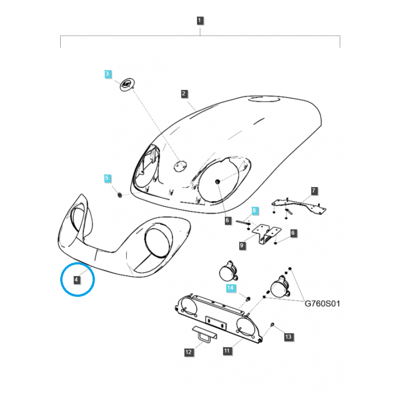 car body parts - Grille / Front Headlight Cover / TRG830 / LS Tractor / No. 40253405