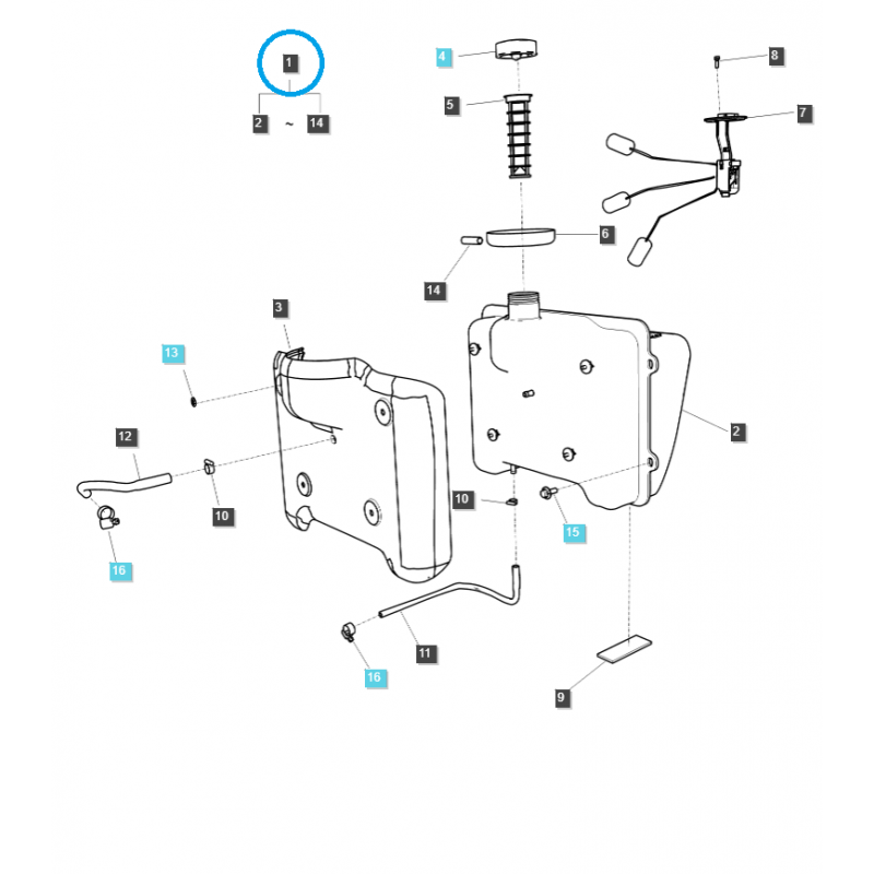 tanques de combustible - Tanque de combustible / G040 / Tractor LS / N.° 40194044