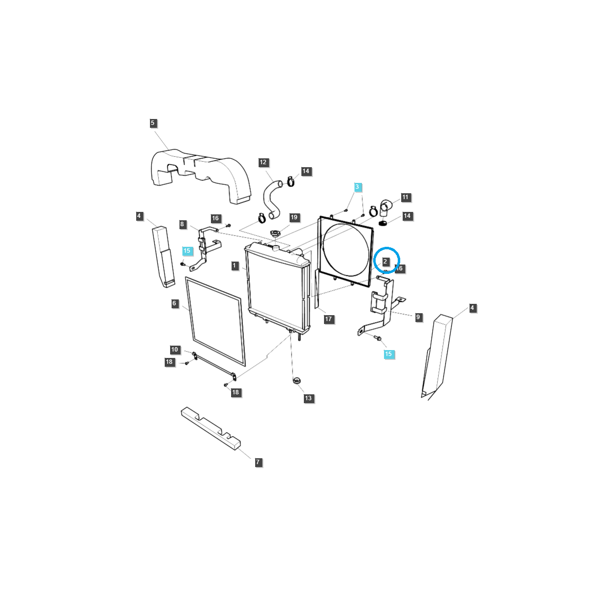 Cache ventilateur radiateur / TRG170 / Ls Tractor 40192385