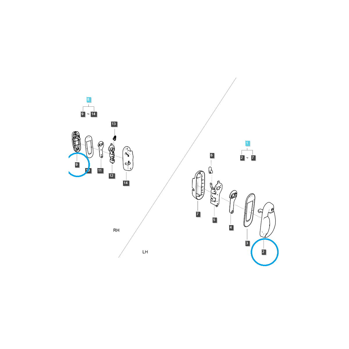 Gehäuse des Kabinentürgriffs / TRG862 / Ls Traktor 40335599