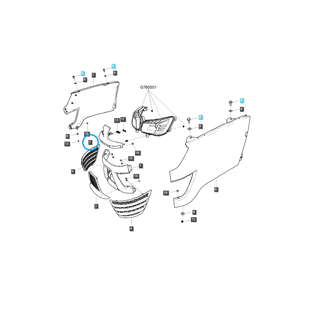 Atrapa / owiewka przednich lamp / TRG830 / LS Tractor / nr 40340398