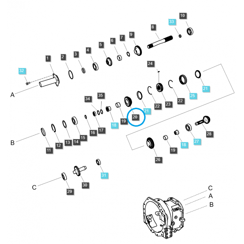 transmission - Reverse Mode / DRVN-TRG281 / A1281605 / Ls Tractor 40009050