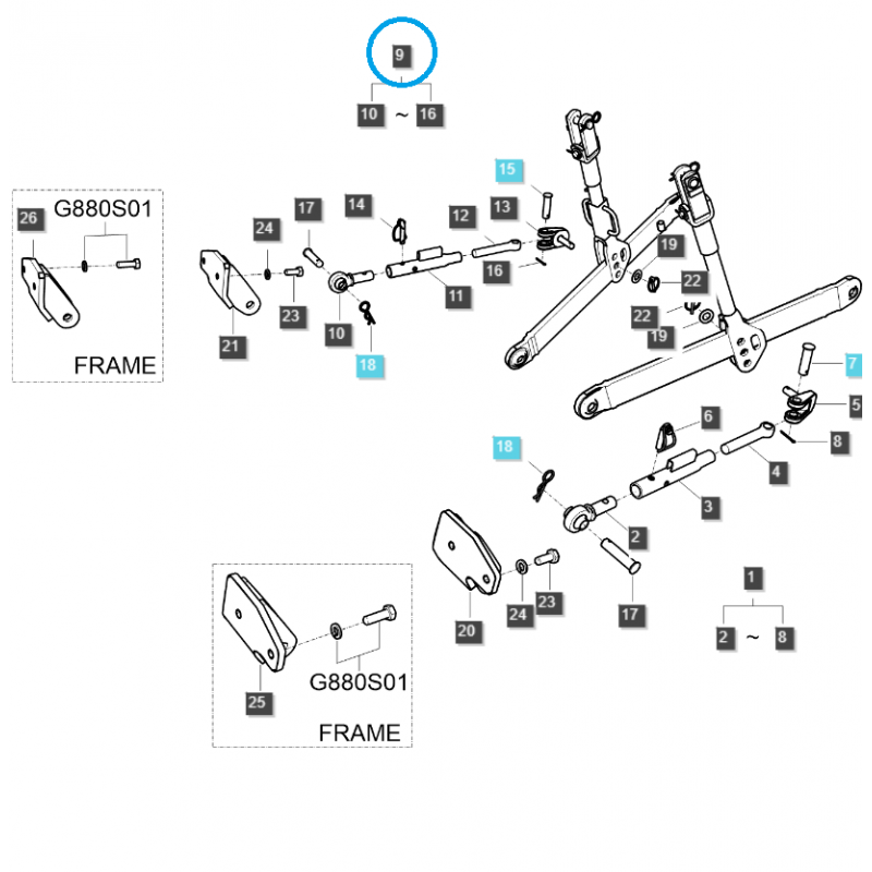 stabilisatoren - Kette, Dreipunktgestängespanner, rechts / G896 / LS Traktor 40261130