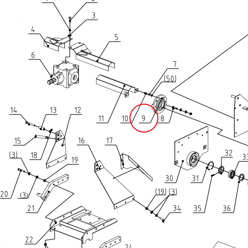 łożyska - Shaft bearing housing of the SB separation tiller