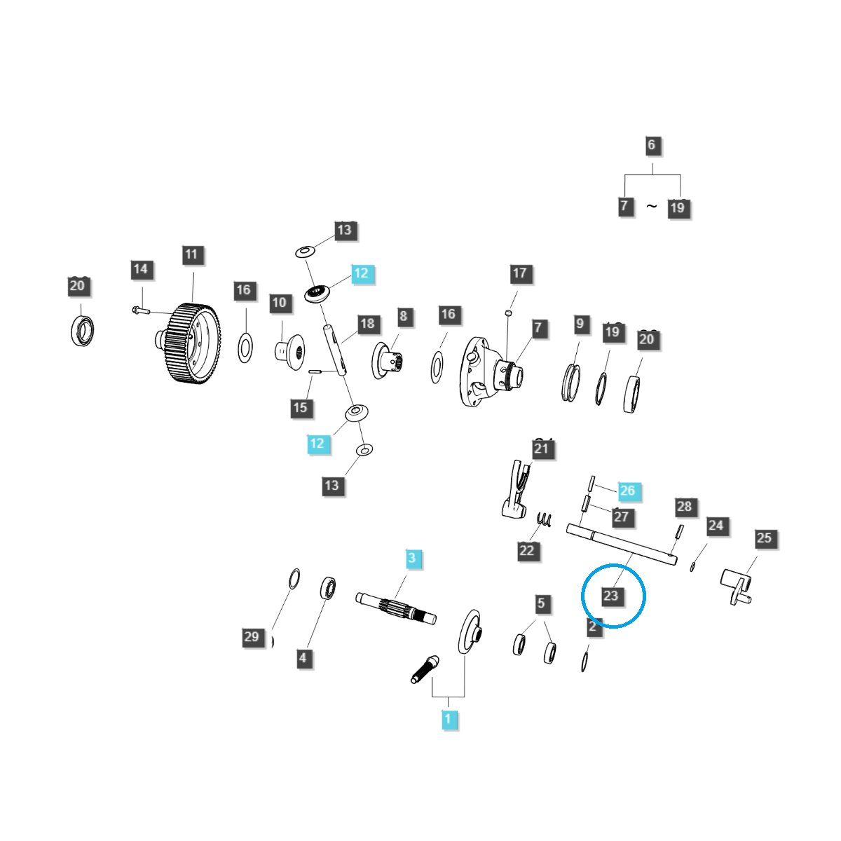 Eje bloqueo diferencial / TRG320 / Ls Tractor 40195611