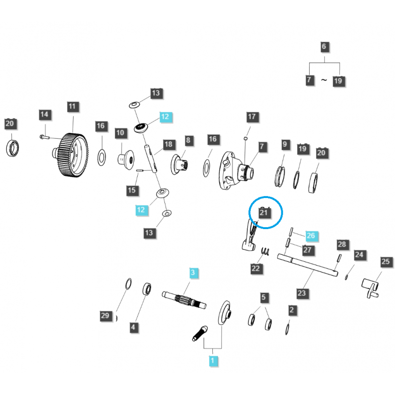 fahrsystem - Gabel, Differentialsperrenwähler / TRG320 / Ls Traktor 40197102