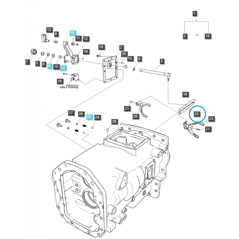 transmission - Arbre sélecteur de vitesses (1-2) / TRG290 / Ls Tracteur 40257960