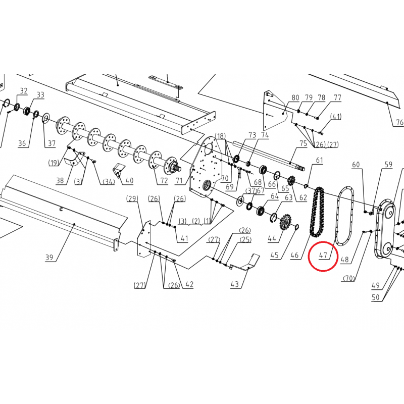 parts je rotavátor - Tesnenie krytu hnacej reťaze pre kultivátor SB