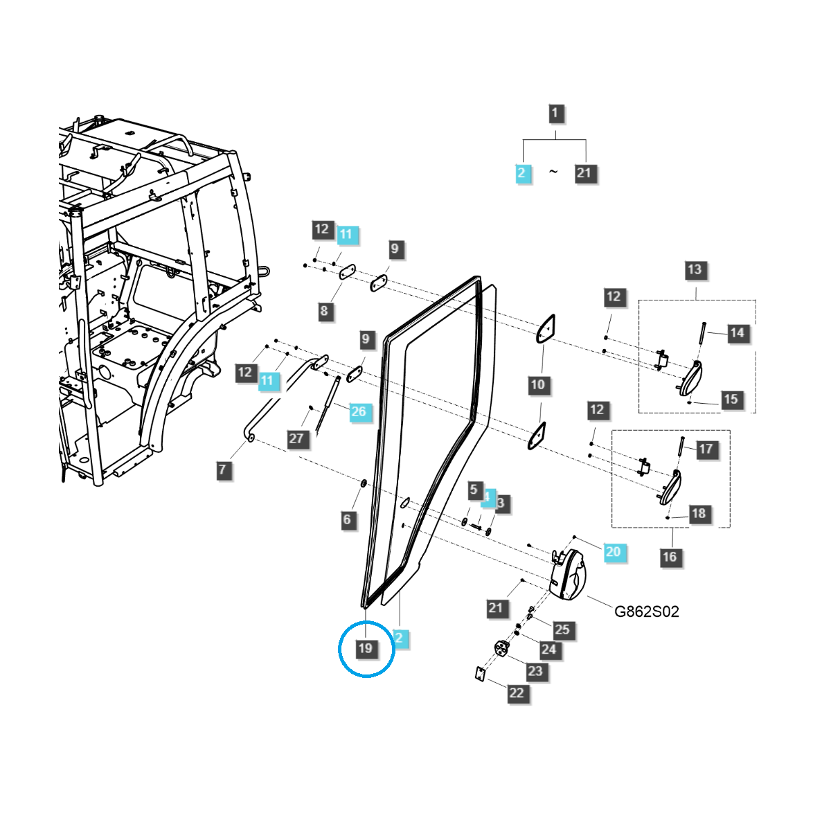 Junta de puerta de cabina / TRG862 / Tractor LS / n.º 40387590