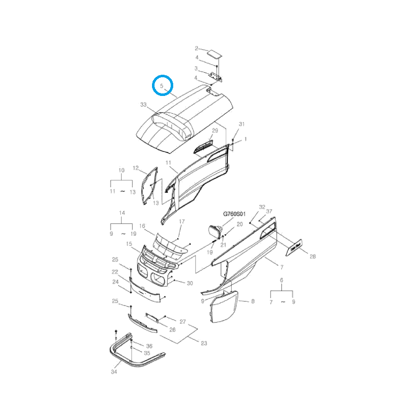 části karoserie - Kapota / Kapota / TRG830 / LS Traktor / č. 40010840